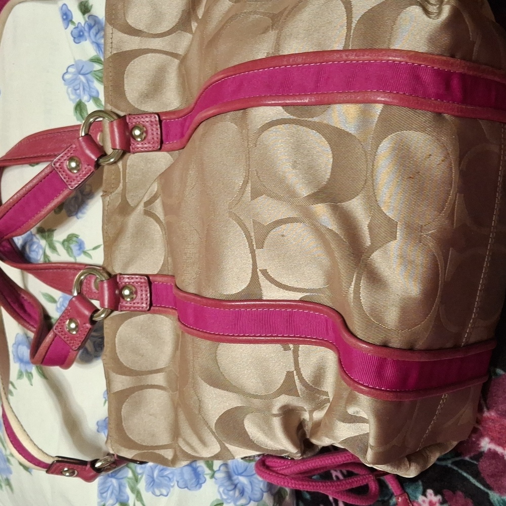 Coach Tan and Pink Satchel - Picture 2 of 4
